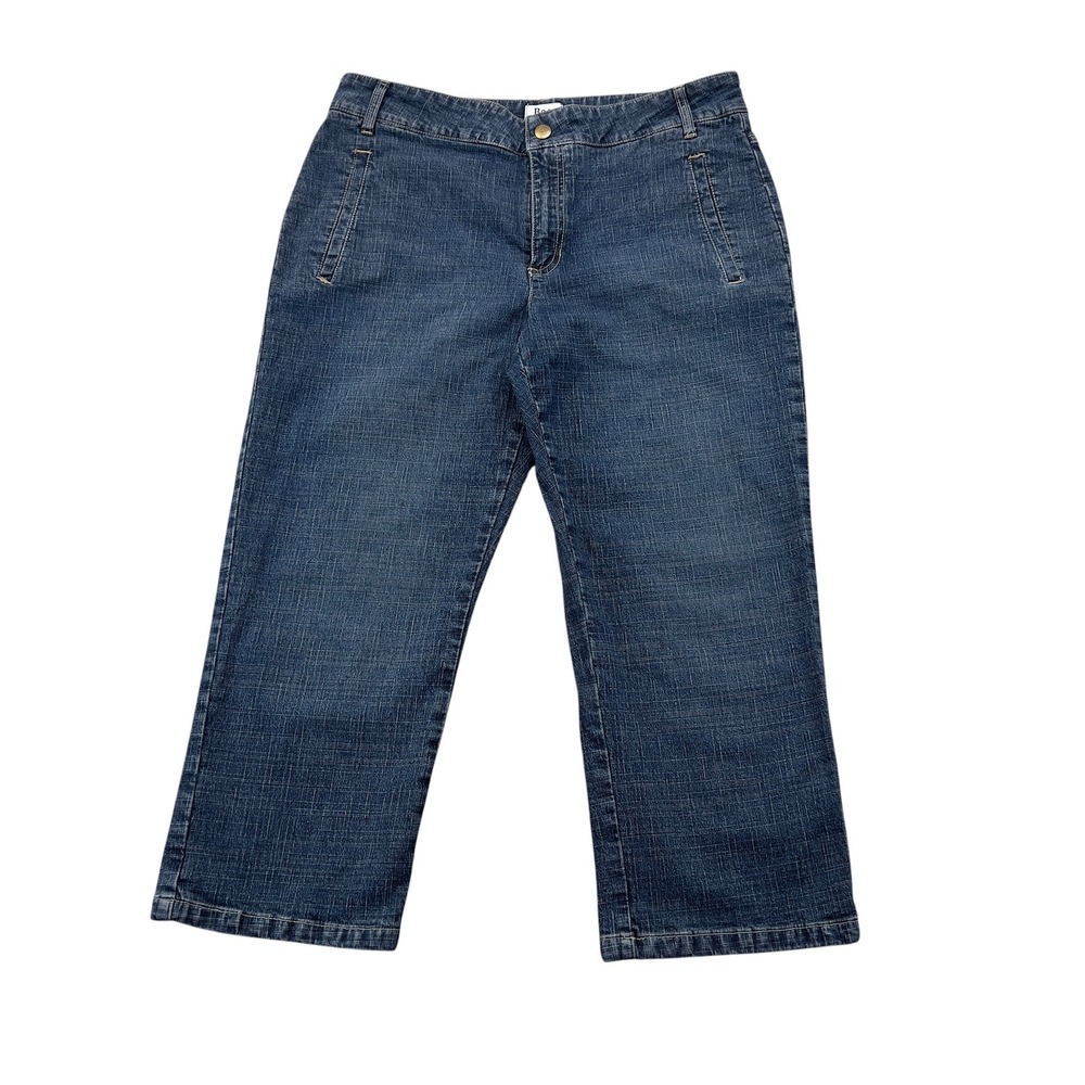 GH Bass &‎ Co Womens Med Wash Denim Capri/Crop Jean Size 12 Straight Leg Texture